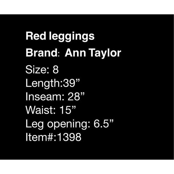 Ann Taylor red leggings - size 8 - Picture 7 of 7